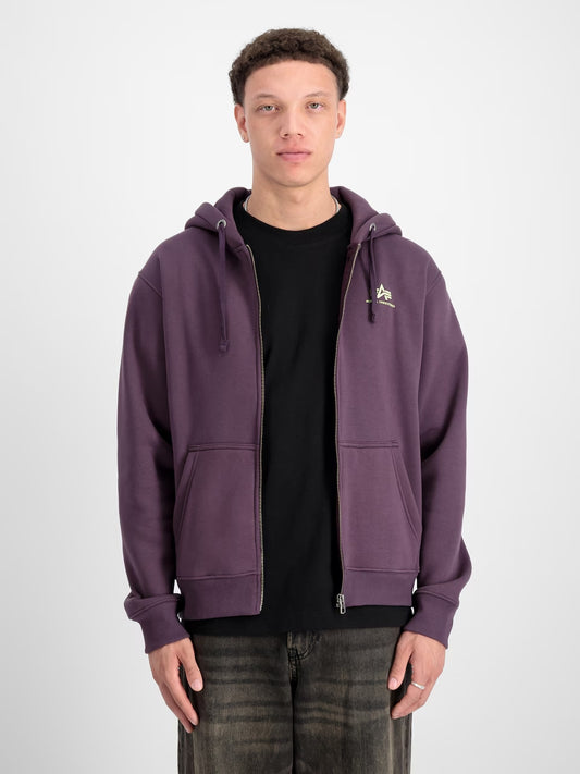 SUDADERA BÁSICA CON CREMALLERA Y CAPUCHA - LILA - ALPHA INDUSTRIES | 118342