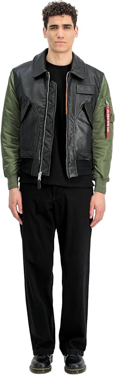 CHAQUETA BOMBER "CWU FL MOD" - NEGRO/VERDE MILITAR - ALPHA INDUSTRIES | 268140