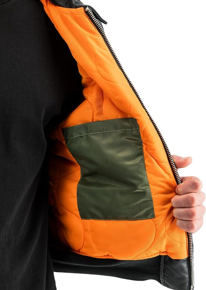 CHAQUETA BOMBER "CWU FL MOD" - NEGRO/VERDE MILITAR - ALPHA INDUSTRIES | 268140