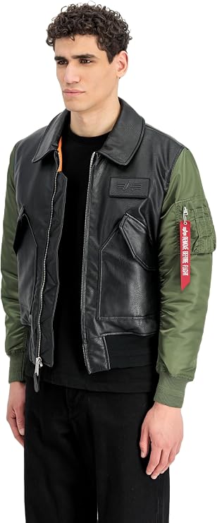 CHAQUETA BOMBER "CWU FL MOD" - NEGRO/VERDE MILITAR - ALPHA INDUSTRIES | 268140