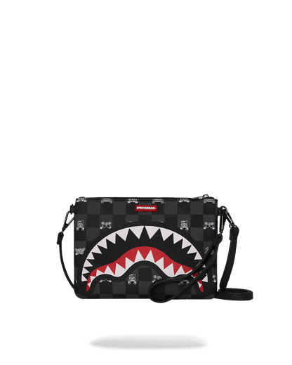 BOLSO POCHETTE CONVERTIBLE BANDOLERA GRAY PEEKING CHARACTER CHECK CROSSOVER CLUTCH - NEGRO - SPRAYGROUND | 910B8915NSZ