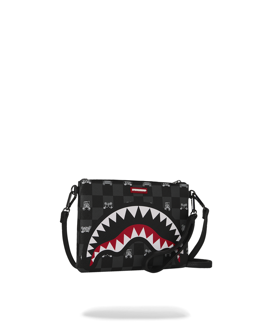BOLSO POCHETTE CONVERTIBLE BANDOLERA GRAY PEEKING CHARACTER CHECK CROSSOVER CLUTCH - NEGRO - SPRAYGROUND | 910B8915NSZ