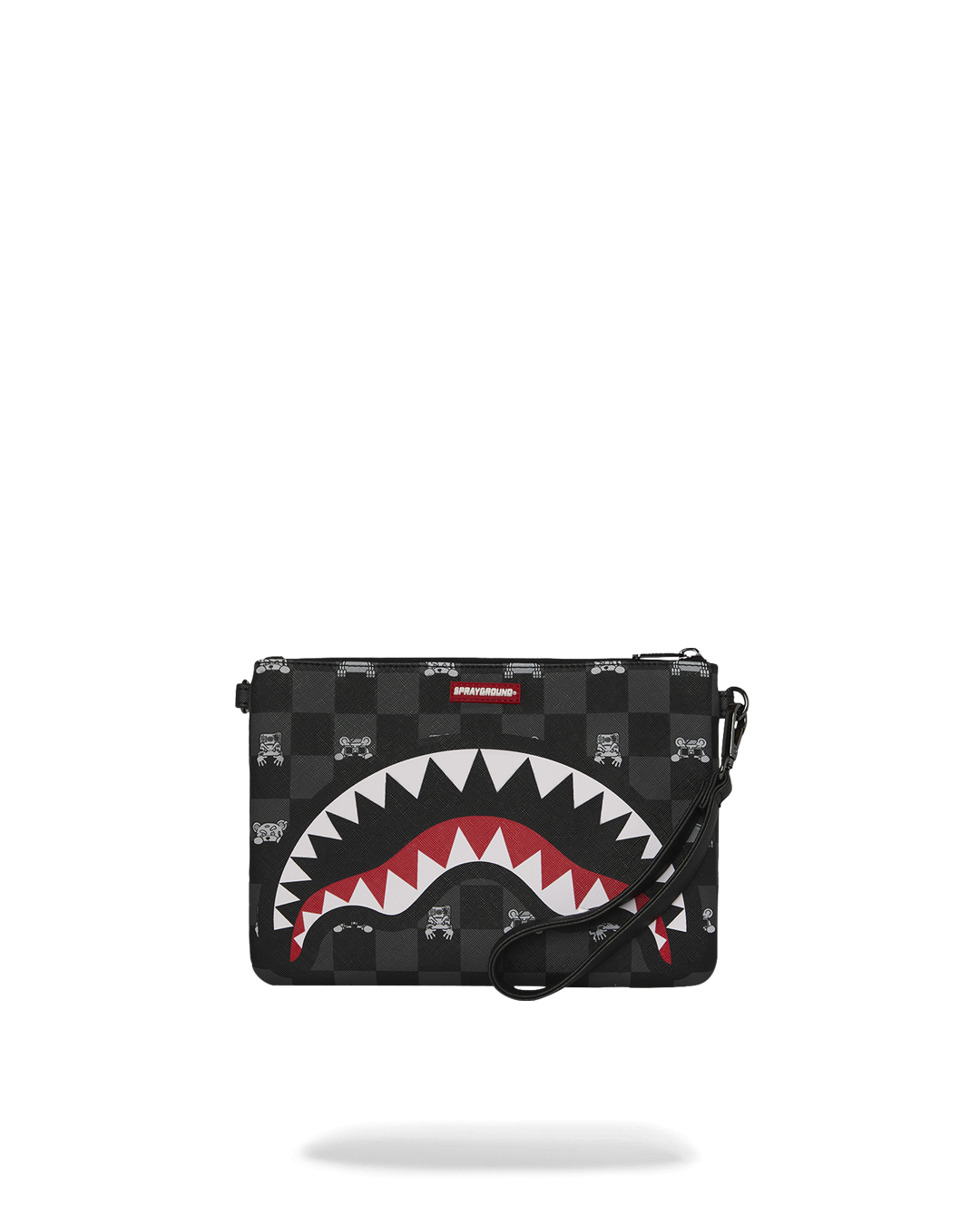 BOLSO POCHETTE CONVERTIBLE BANDOLERA GRAY PEEKING CHARACTER CHECK CROSSOVER CLUTCH - NEGRO - SPRAYGROUND | 910B8915NSZ