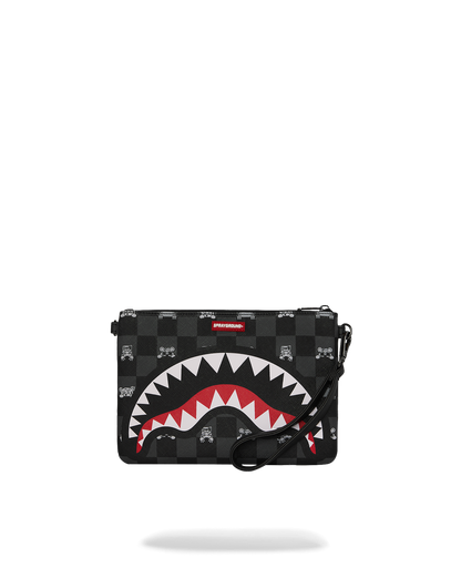 BOLSO POCHETTE CONVERTIBLE BANDOLERA GRAY PEEKING CHARACTER CHECK CROSSOVER CLUTCH - NEGRO - SPRAYGROUND | 910B8915NSZ