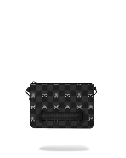 BOLSO POCHETTE CONVERTIBLE BANDOLERA GRAY PEEKING CHARACTER CHECK CROSSOVER CLUTCH - NEGRO - SPRAYGROUND | 910B8915NSZ
