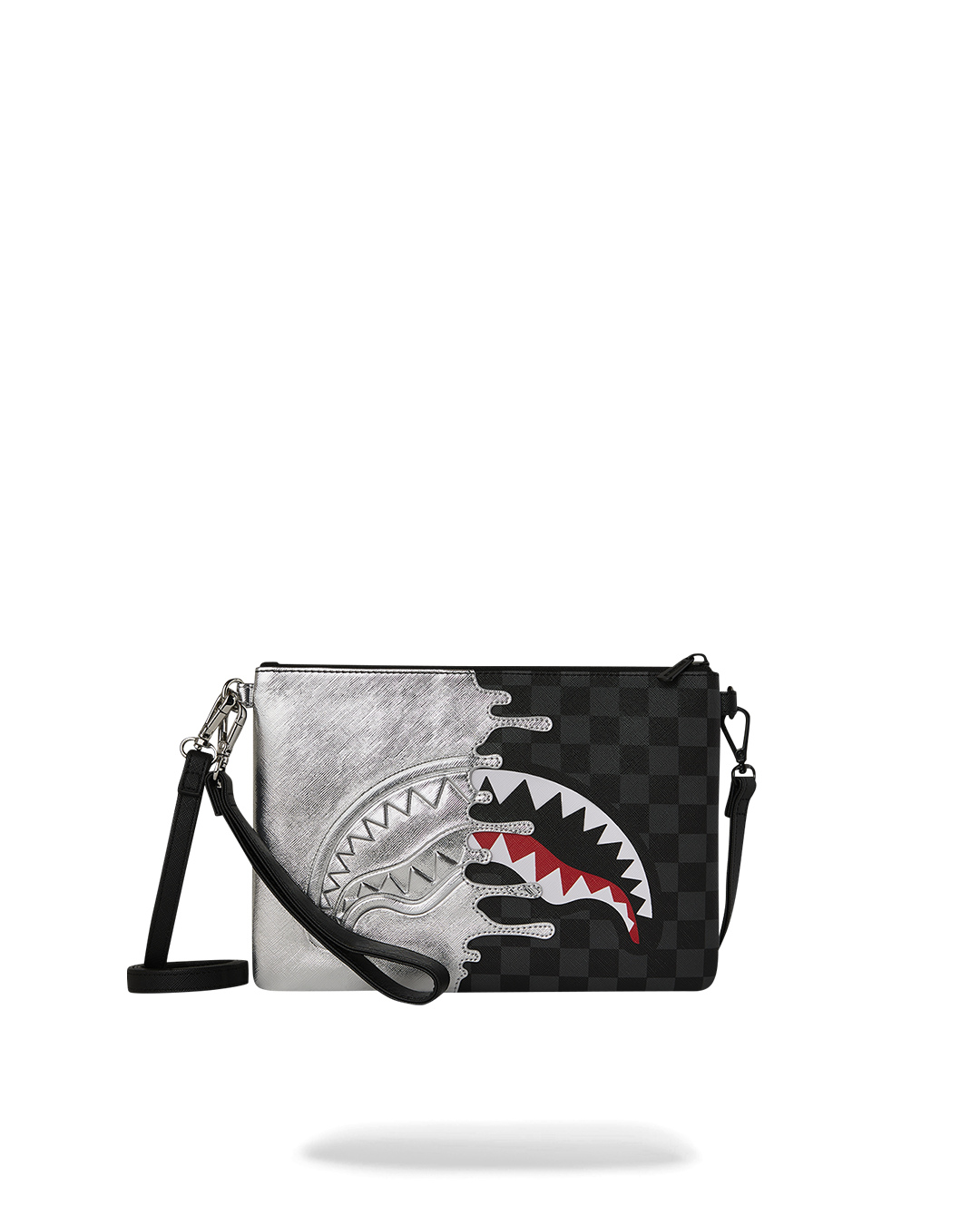 BOLSO POCHETTE CONVERTIBLE BANDOLERA SILVER SIDE DRIP CROSSOVER CLUTCH - NEGRO/GRIS - SPRAYGROUND | 910B8929NSZ