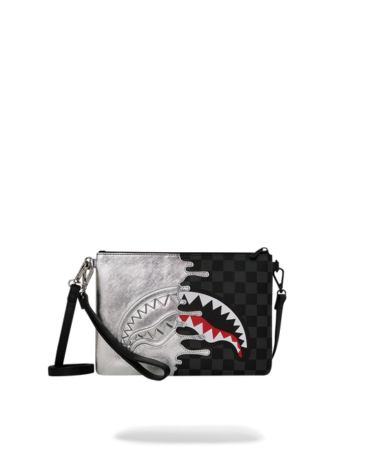 BOLSO POCHETTE CONVERTIBLE BANDOLERA SILVER SIDE DRIP CROSSOVER CLUTCH - NEGRO/GRIS - SPRAYGROUND | 910B8929NSZ