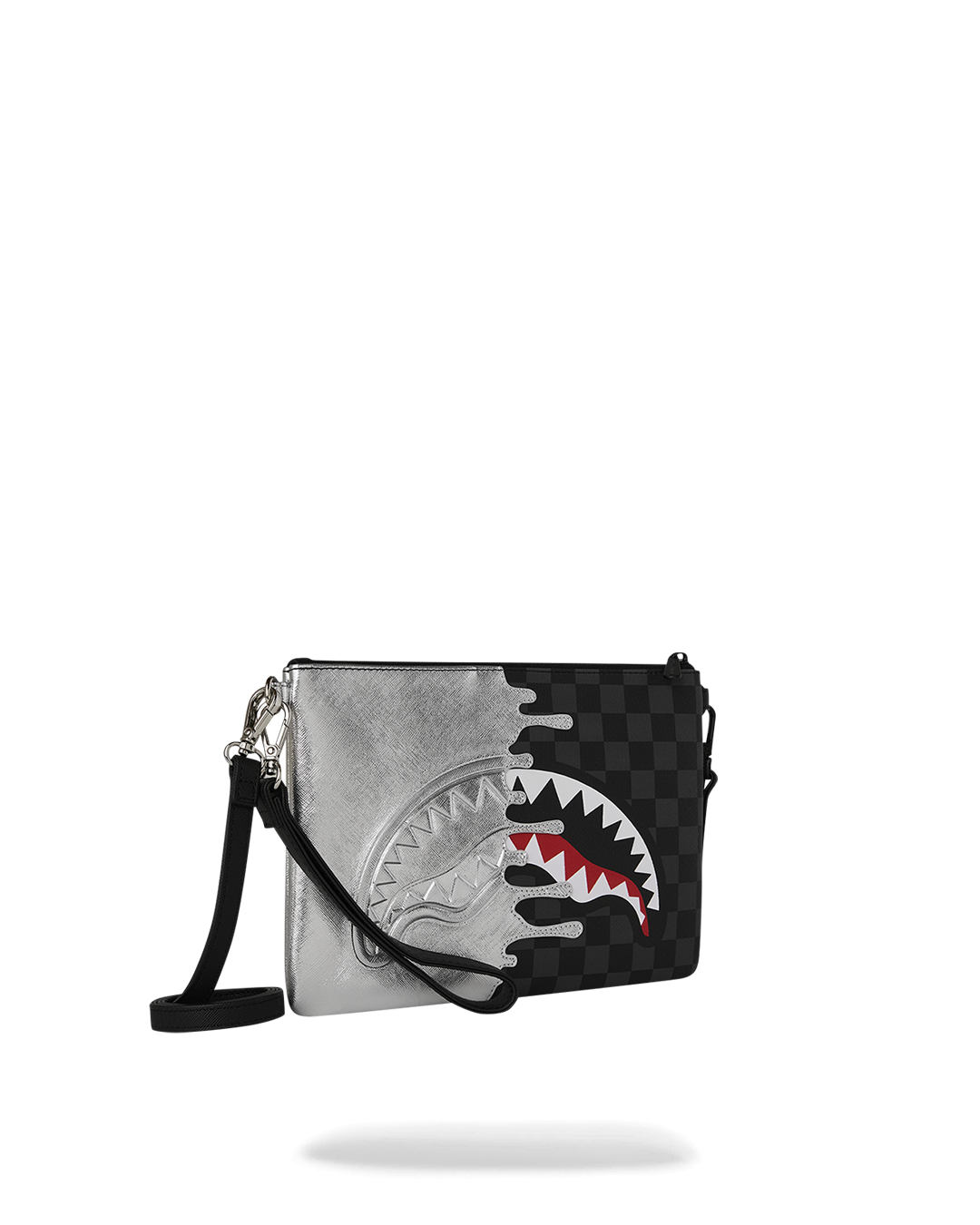 BOLSO POCHETTE CONVERTIBLE BANDOLERA SILVER SIDE DRIP CROSSOVER CLUTCH - NEGRO/GRIS - SPRAYGROUND | 910B8929NSZ