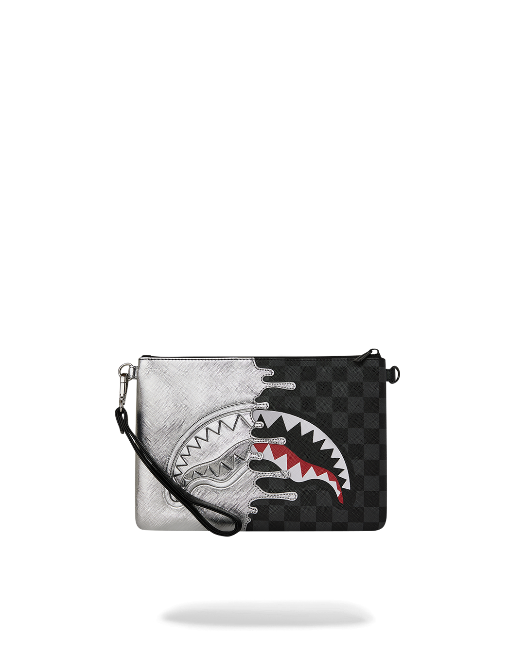 BOLSO POCHETTE CONVERTIBLE BANDOLERA SILVER SIDE DRIP CROSSOVER CLUTCH - NEGRO/GRIS - SPRAYGROUND | 910B8929NSZ