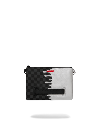 BOLSO POCHETTE CONVERTIBLE BANDOLERA SILVER SIDE DRIP CROSSOVER CLUTCH - NEGRO/GRIS - SPRAYGROUND | 910B8929NSZ