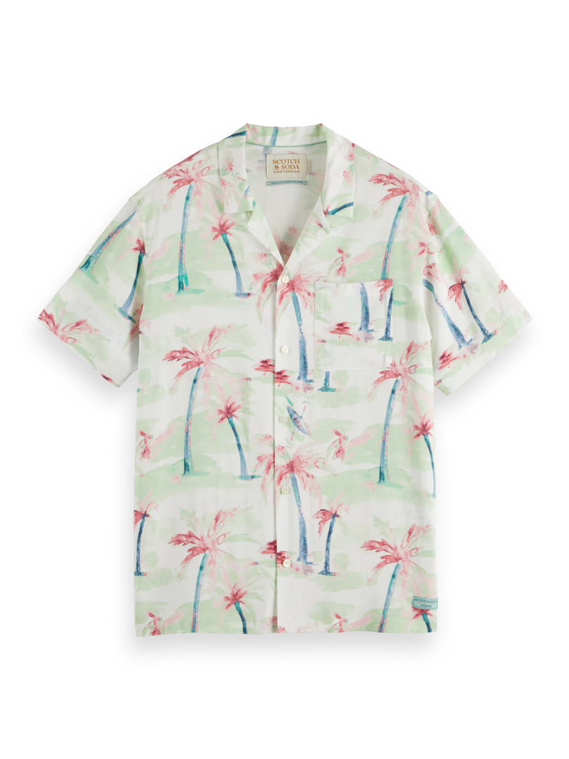 CAMISA DE MANGA CORTA HAWAIANA CON ESTAMPADO INTEGRAL DE PALMERAS - MULTICOLOR - SCOTCH & SODA | 177054