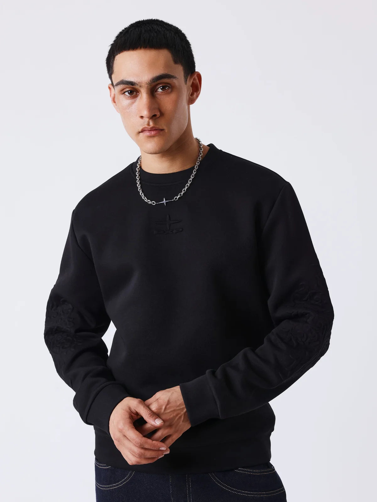 SUDADERA CUELLO REDONDO CON RELIEVE - NEGRO - PROJECT X PARIS | PXP-2622325-BK