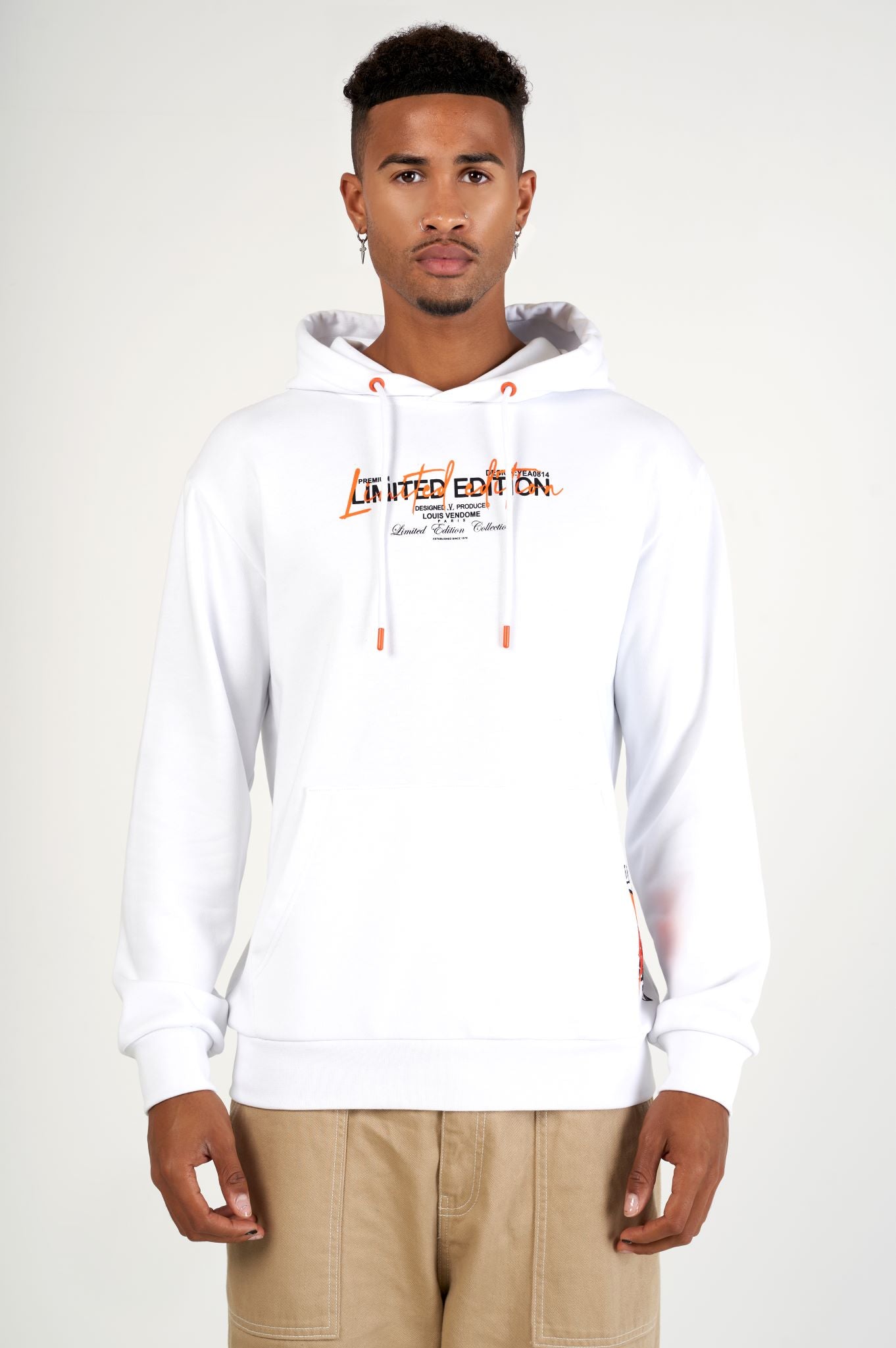 SUDADERA CON CAPUCHA "FASHION BEAR" - BLANCO/NARANJA - LOUIS VENDOME PARIS | LV L05