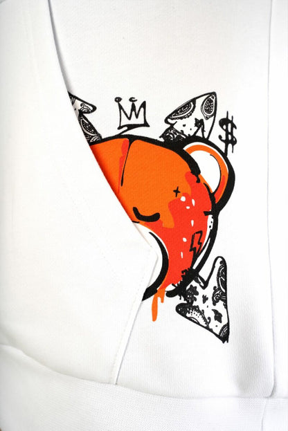 SUDADERA CON CAPUCHA "FASHION BEAR" - BLANCO/NARANJA - LOUIS VENDOME PARIS | LV L05