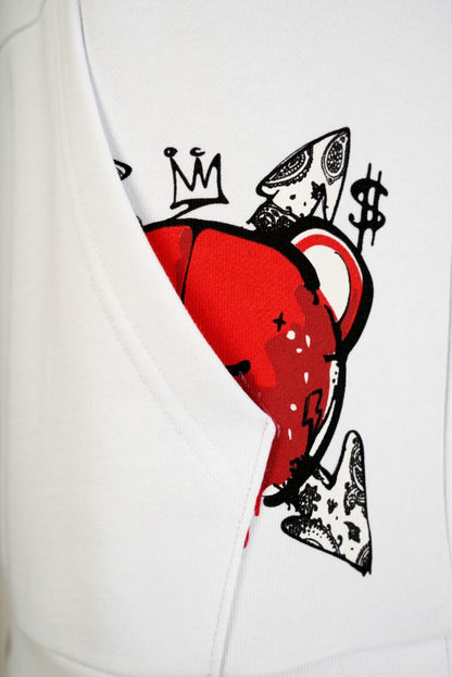 SUDADERA CON CAPUCHA "FASHION BEAR" - BLANCO/ROJO- LOUIS VENDOME PARIS | LV L05