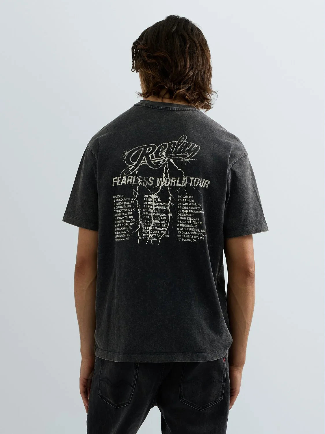 CAMISETA DE CORTE RELAJADO CON ESTAMPADO ÁGUILA - GRIS - REPLAY | M12BF .002.7242KG