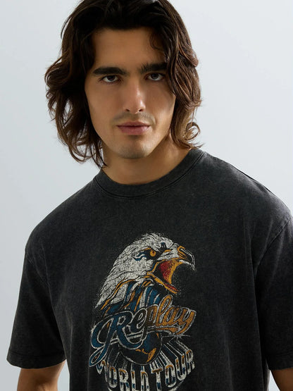 CAMISETA DE CORTE RELAJADO CON ESTAMPADO ÁGUILA - GRIS - REPLAY | M12BF .002.7242KG