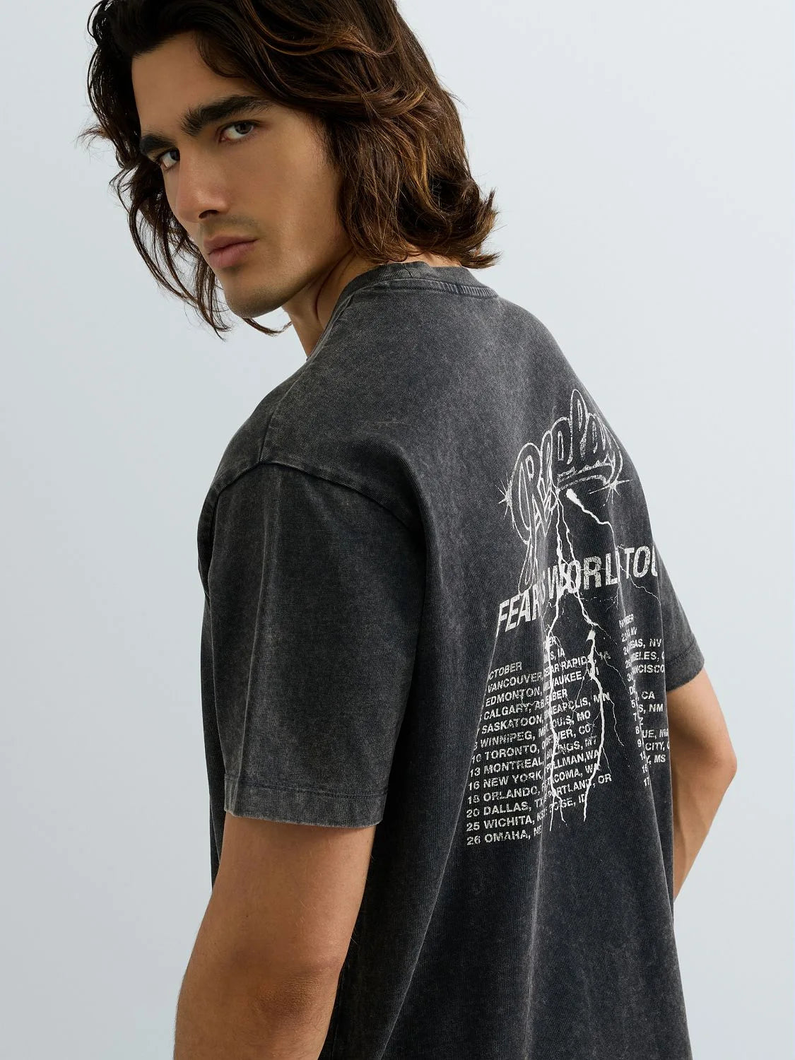 CAMISETA DE CORTE RELAJADO CON ESTAMPADO ÁGUILA - GRIS - REPLAY | M12BF .002.7242KG