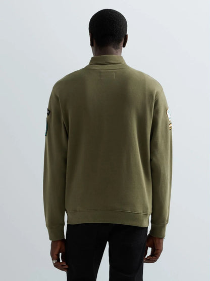 SUDADERA DE ALGODÓN CON PARCHES - VERDE - REPLAY | M13LR .001.7242NW