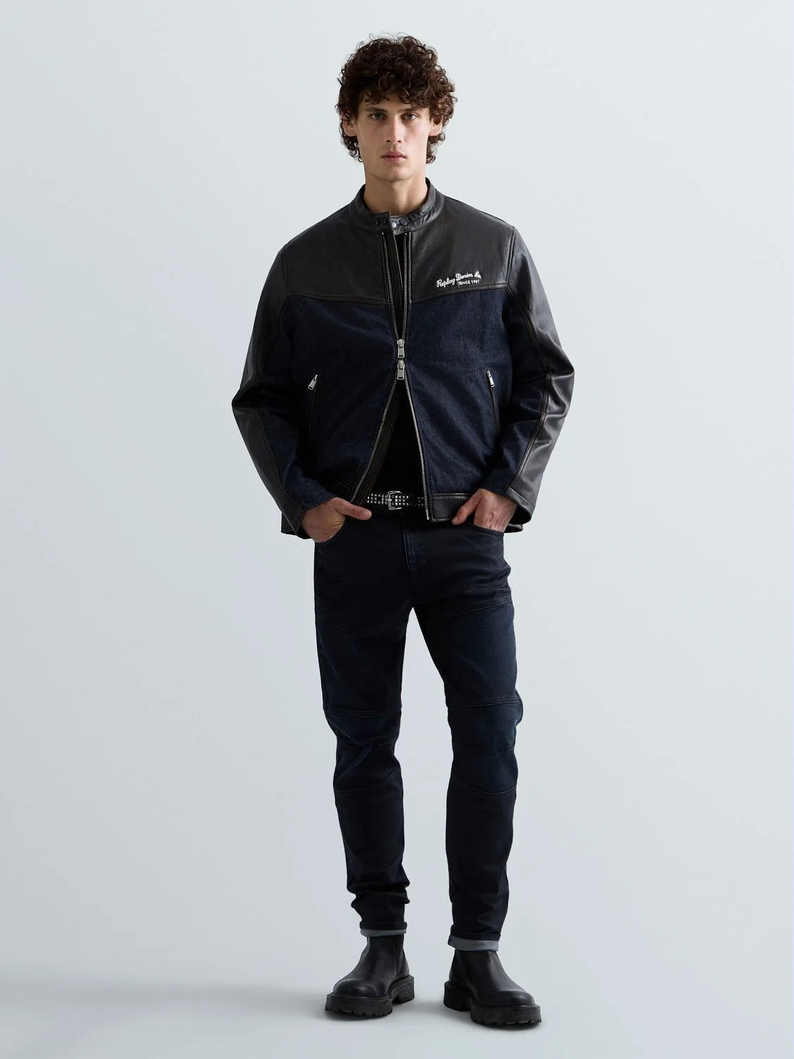 CAZADORA DE DENIM Y PIEL - NEGRO - REPLAY | M13MG .000.724A2