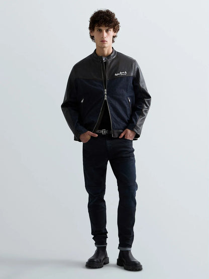CAZADORA DE DENIM Y PIEL - NEGRO - REPLAY | M13MG .000.724A2