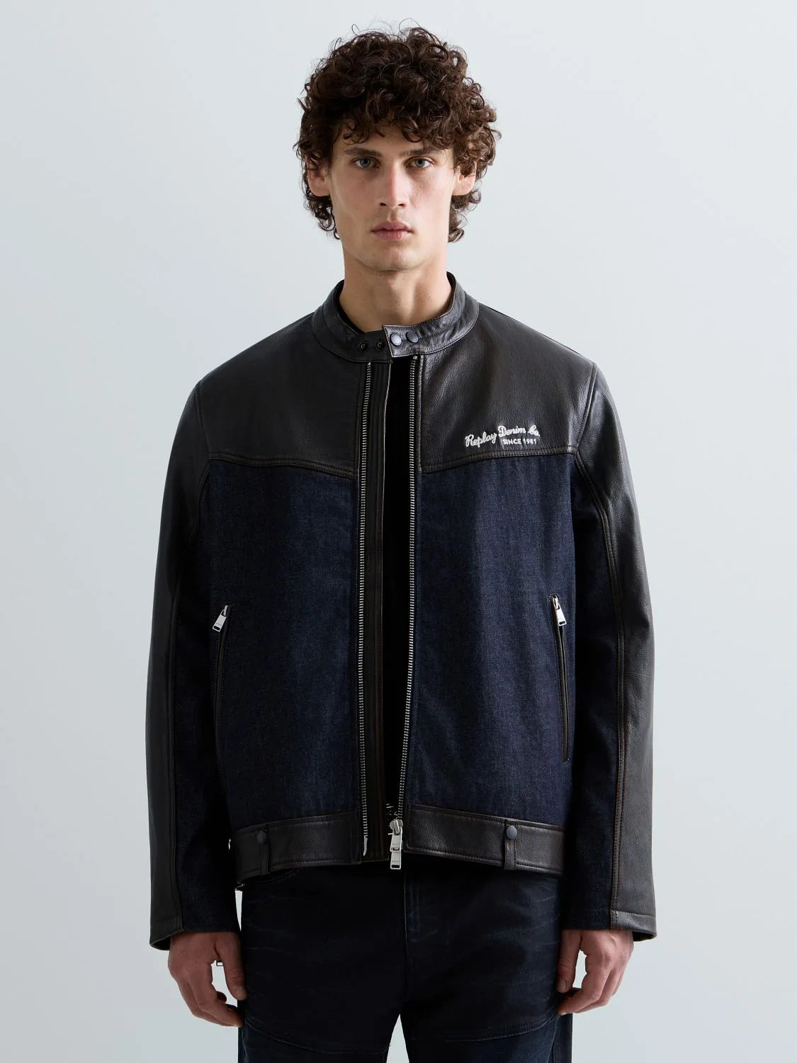 CAZADORA DE DENIM Y PIEL - NEGRO - REPLAY | M13MG .000.724A2
