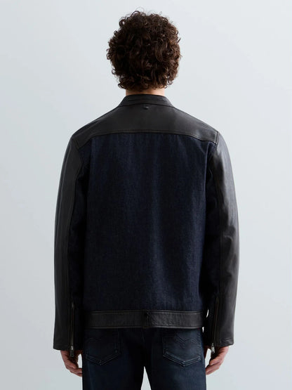 CAZADORA DE DENIM Y PIEL - NEGRO - REPLAY | M13MG .000.724A2