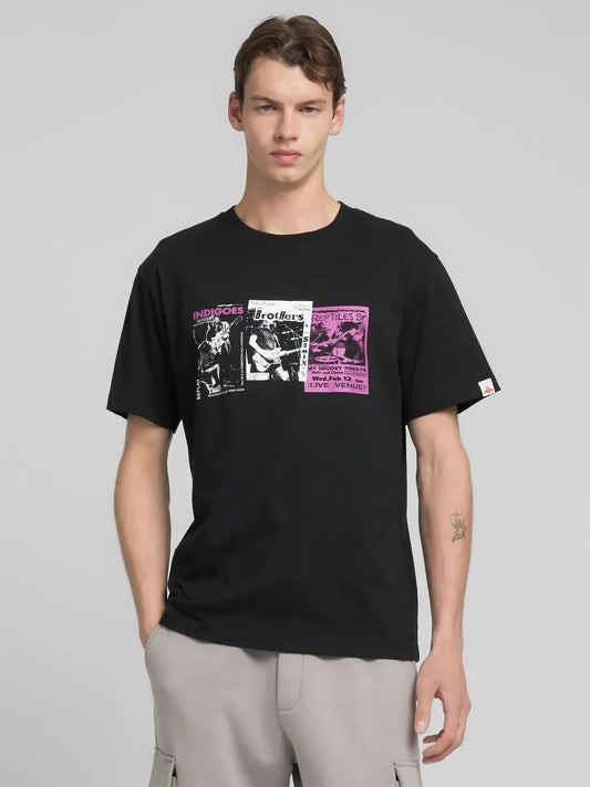 CAMISETA CON ESTAMPADO "ROCK" - NEGRO - REPLAY | M3225 .000.2660