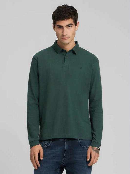 POLO DE MANGA LARGA DE PIQUÉ ELÁSTICO - VERDE - REPLAY | M3268 .000.21868