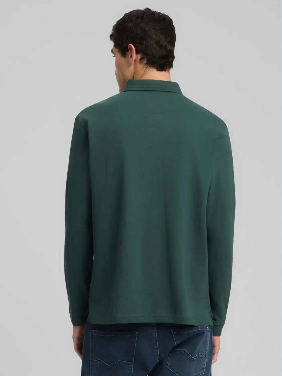 POLO DE MANGA LARGA DE PIQUÉ ELÁSTICO - VERDE - REPLAY | M3268 .000.21868