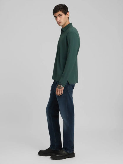 POLO DE MANGA LARGA DE PIQUÉ ELÁSTICO - VERDE - REPLAY | M3268 .000.21868