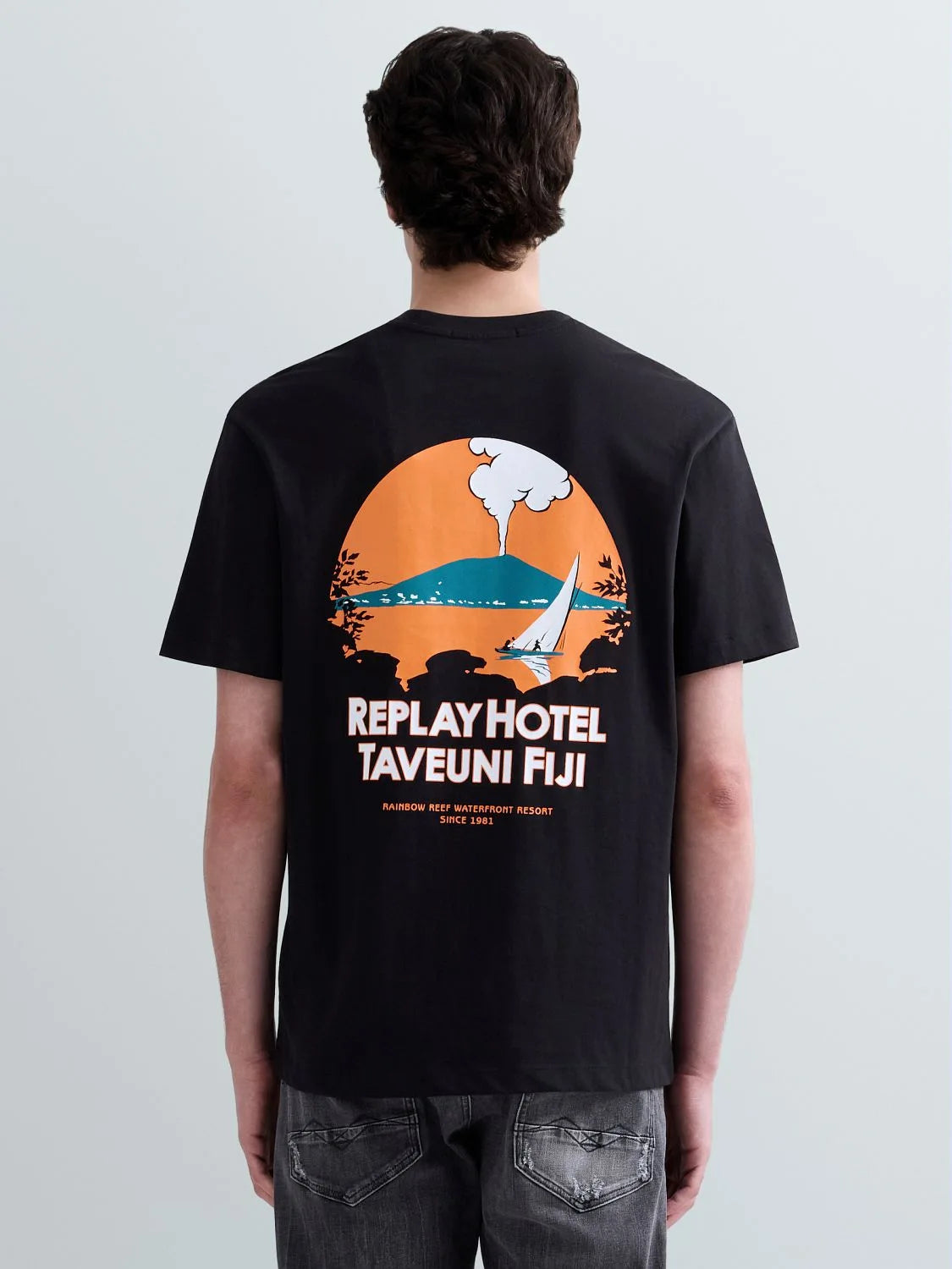 CAMISETA CON ESTAMPADO "FIYI" - NEGRO - REPLAY | M3397 .000.23608P