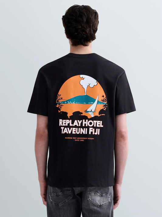 CAMISETA CON ESTAMPADO "FIYI" - NEGRO - REPLAY | M3397 .000.23608P