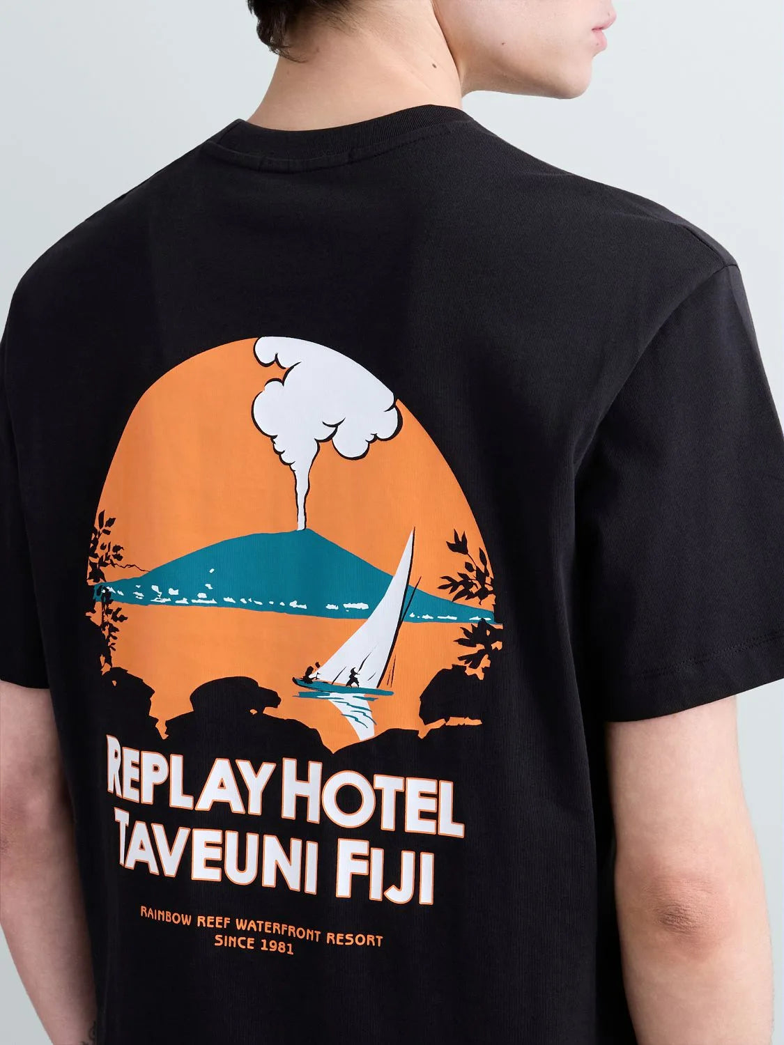 CAMISETA CON ESTAMPADO "FIYI" - NEGRO - REPLAY | M3397 .000.23608P