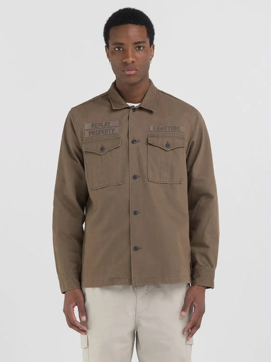 SOBRECAMISA REGULAR FIT DE ALGODÓN - BEIGE - REPLAY | M4129.000.85002