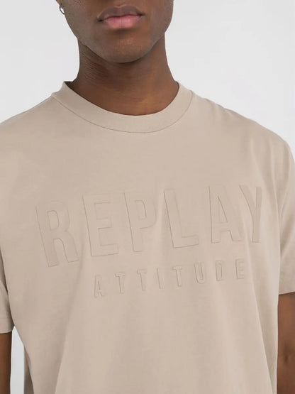 CAMISETA DE PUNTO CON INSCRIPCIÓN - BEIGE - REPLAY | M6931.000.23742