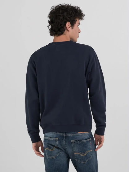 SUDADERA DE CUELLO REDONDO REGULAR FIT - AZUL MARINO - REPLAY | M6975.000.21842