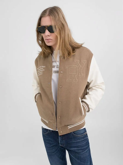 CHAQUETA UNIVERSITARIA CON LETRAS "REPLAY LEAGUE" - BEIGE - REPLAY | M8414.000.84768