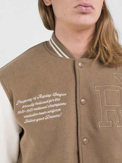 CHAQUETA UNIVERSITARIA CON LETRAS "REPLAY LEAGUE" - BEIGE - REPLAY | M8414.000.84768