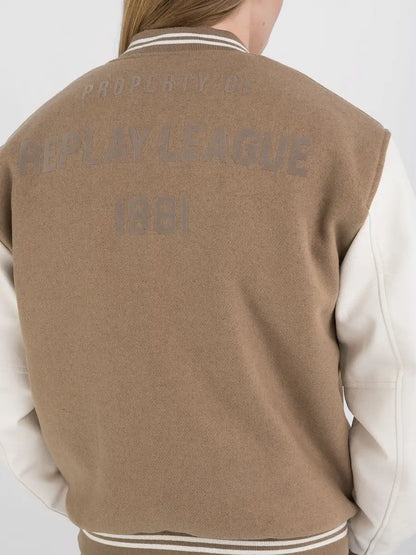 CHAQUETA UNIVERSITARIA CON LETRAS "REPLAY LEAGUE" - BEIGE - REPLAY | M8414.000.84768