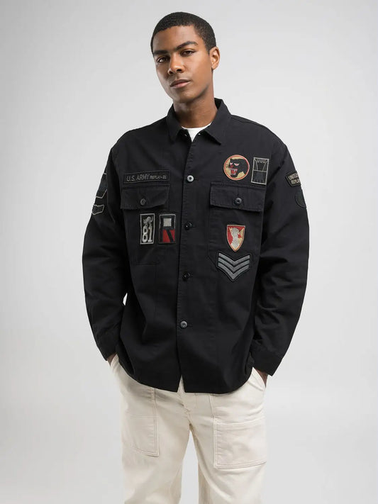 CHAQUETA CAMISERA CON PARCHES - NEGRO - REPLAY | M8445A.000.85172