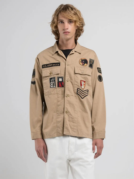 CHAQUETA CAMISERA CON PARCHES - BEIGE - REPLAY | M8445A.000.85172