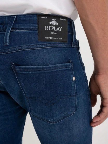 PANTALÓN VAQUERO AJUSTADO SLIM FIT ANBASS - AZUL - REPLAY | M914 .000.41A 783