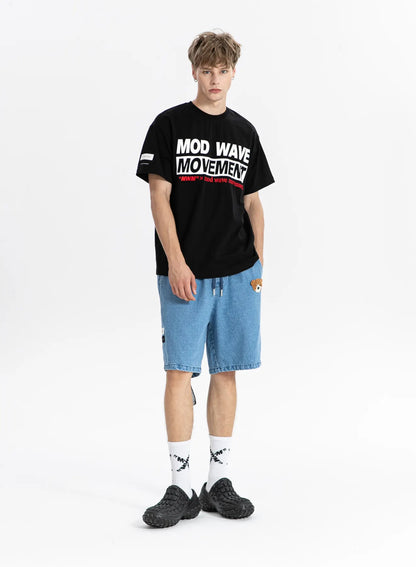 CAMISETA JEANS "TEDDY" - NEGRO - TEDDY CAPSULE MOD WAVE MOVEMENT | MW092020456
