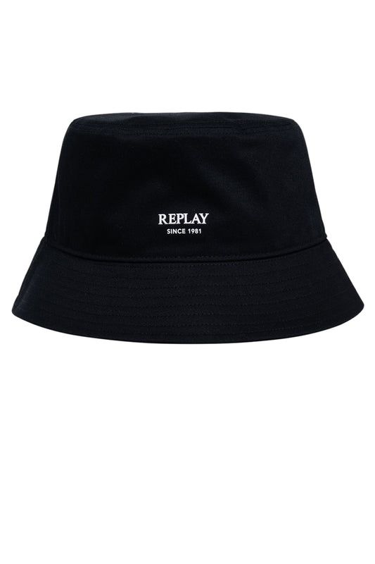 SOMBRERO "BUCKET" PESCADOR DE SARGA CON LOGO - NEGRO - REPLAY | AX4340.001.A0113-0098