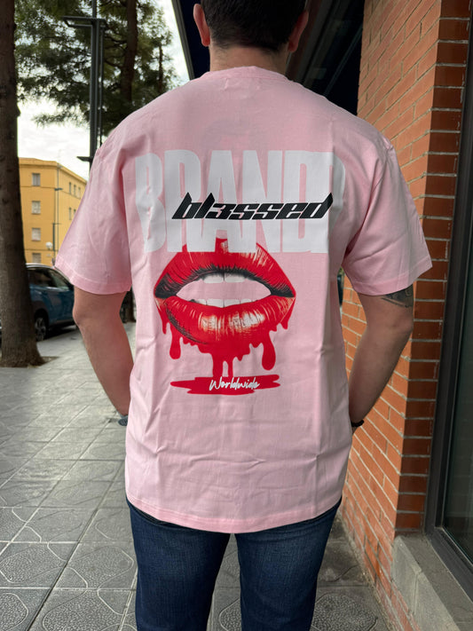 CAMISETA "LIPS" - ROSA - BLESSED BRAND