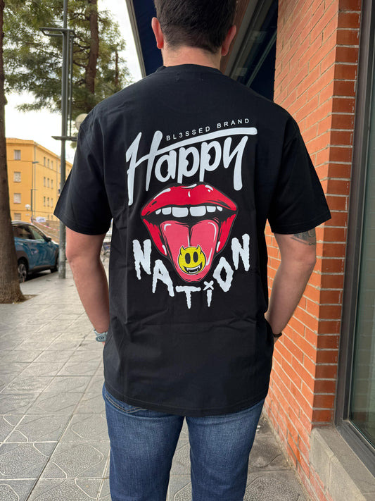 CAMISETA "HAPPY NATION" - NEGRO - BLESSED BRAND