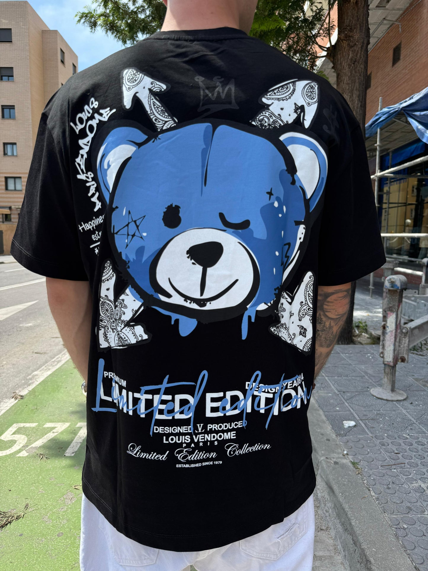CAMISETA "FASHION BEAR" - NEGRO/AZUL - LOUIS VENDOME PARIS | LV L54