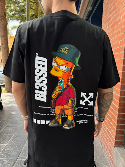 CAMISETA "INFLUENCER BART" - NEGRO - BLESSED BRAND
