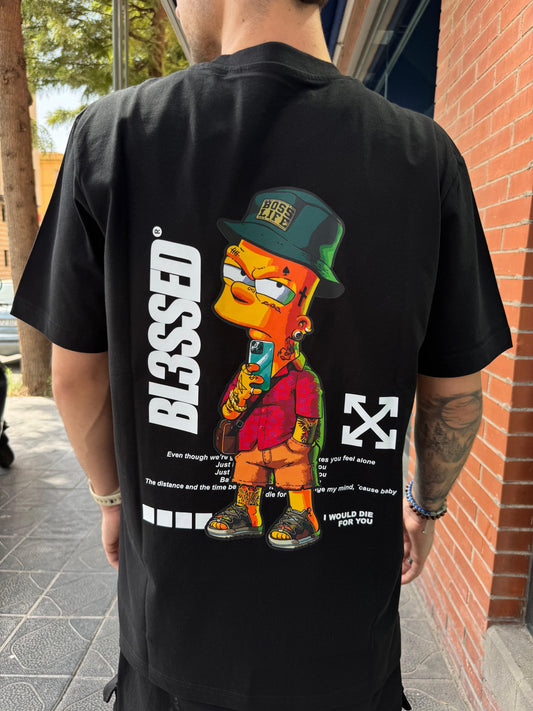 CAMISETA "INFLUENCER BART" - NEGRO - BLESSED BRAND
